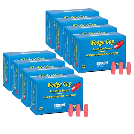 Dixon Wedge Pencil Cap Erasers, Pink, PK200, 200PK 79003